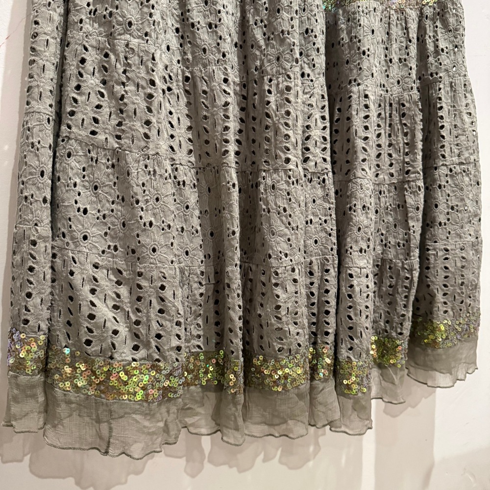 Boston Proper Olive Green Strapless Maxi Dress with Gold Accents - Picture 4 of 7